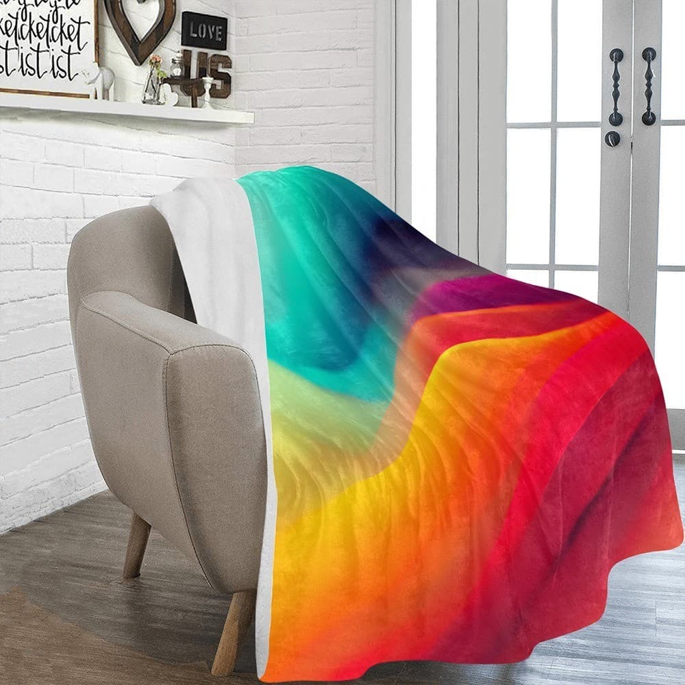 Colorful Abstract Fleece Blanket 60x80 – Modern Cozy Throw, Birthday Gift Idea - Thumbnail 3