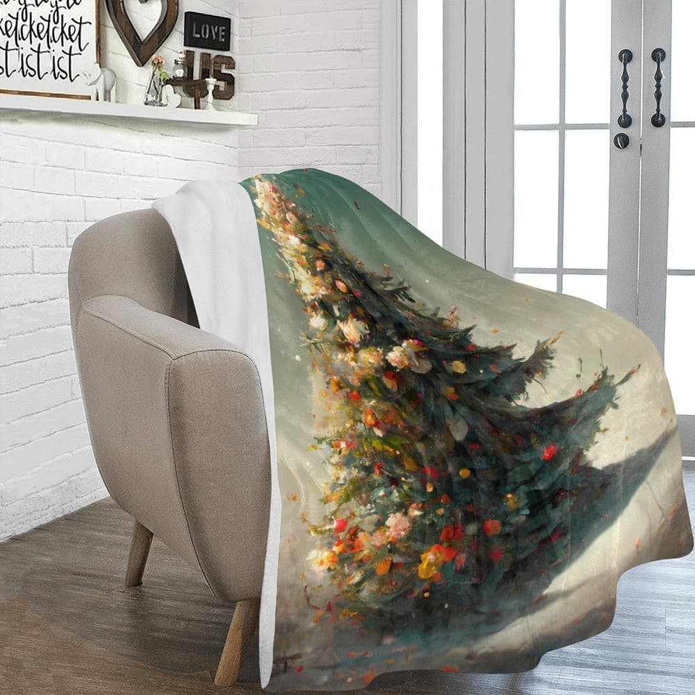 Christmas Tree Fleece Blanket 60x80 – Ultra-Soft Holiday Throw, Cozy Gift - Thumbnail 3
