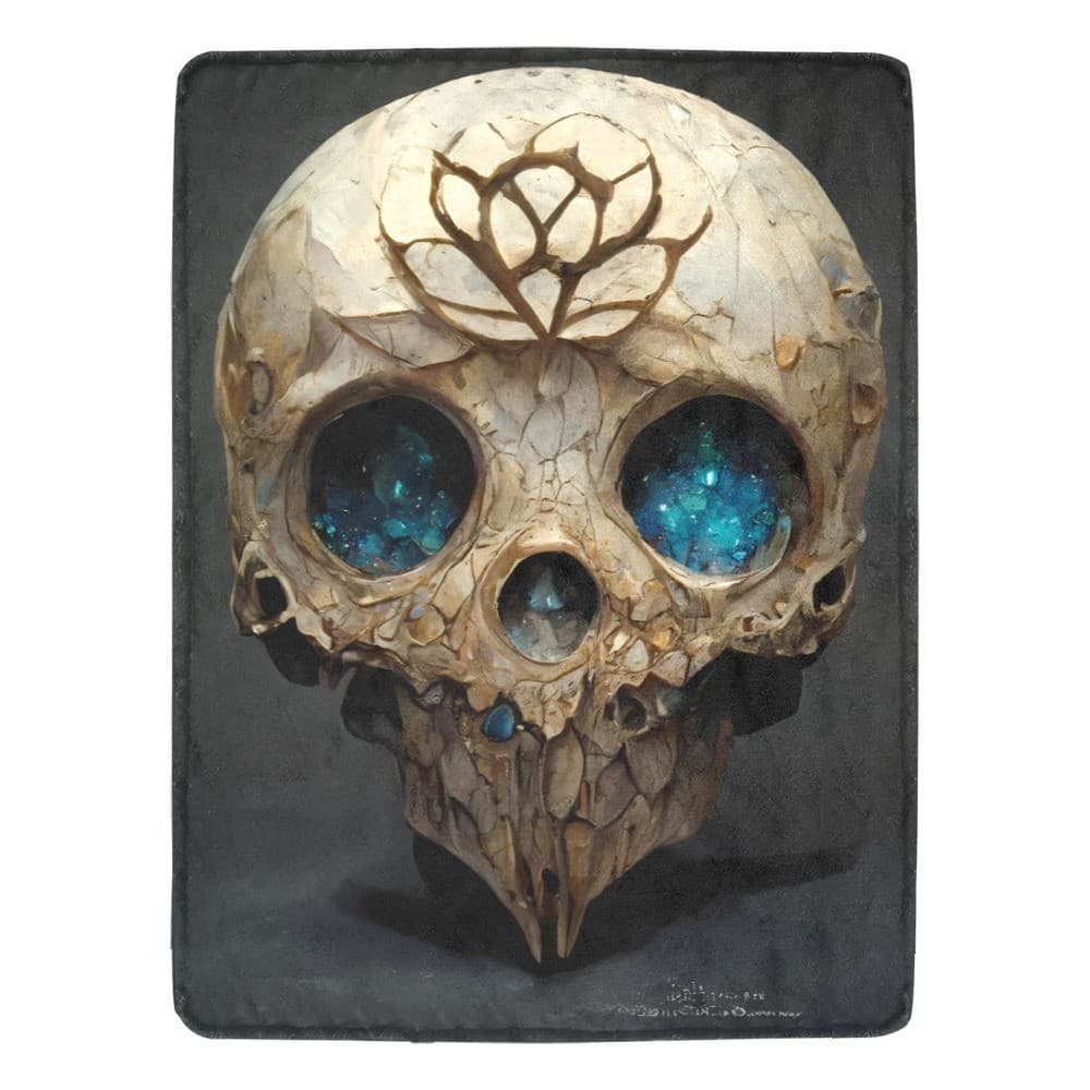 Crystal Eyes Skull Fleece Blanket 60x80 – Gothic Cozy Throw, Halloween Gift Idea