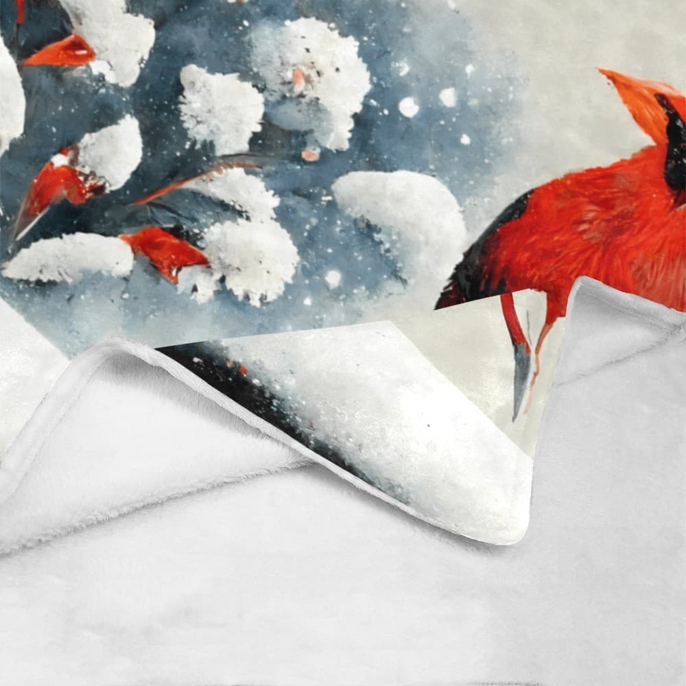 Cardinal Fleece Blanket 60x80 – Ultra-Soft Red Bird Throw, Cozy Winter Gift - Thumbnail 3