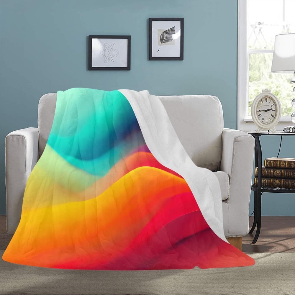 Colorful Abstract Fleece Blanket 60x80 – Modern Cozy Throw, Birthday Gift Idea