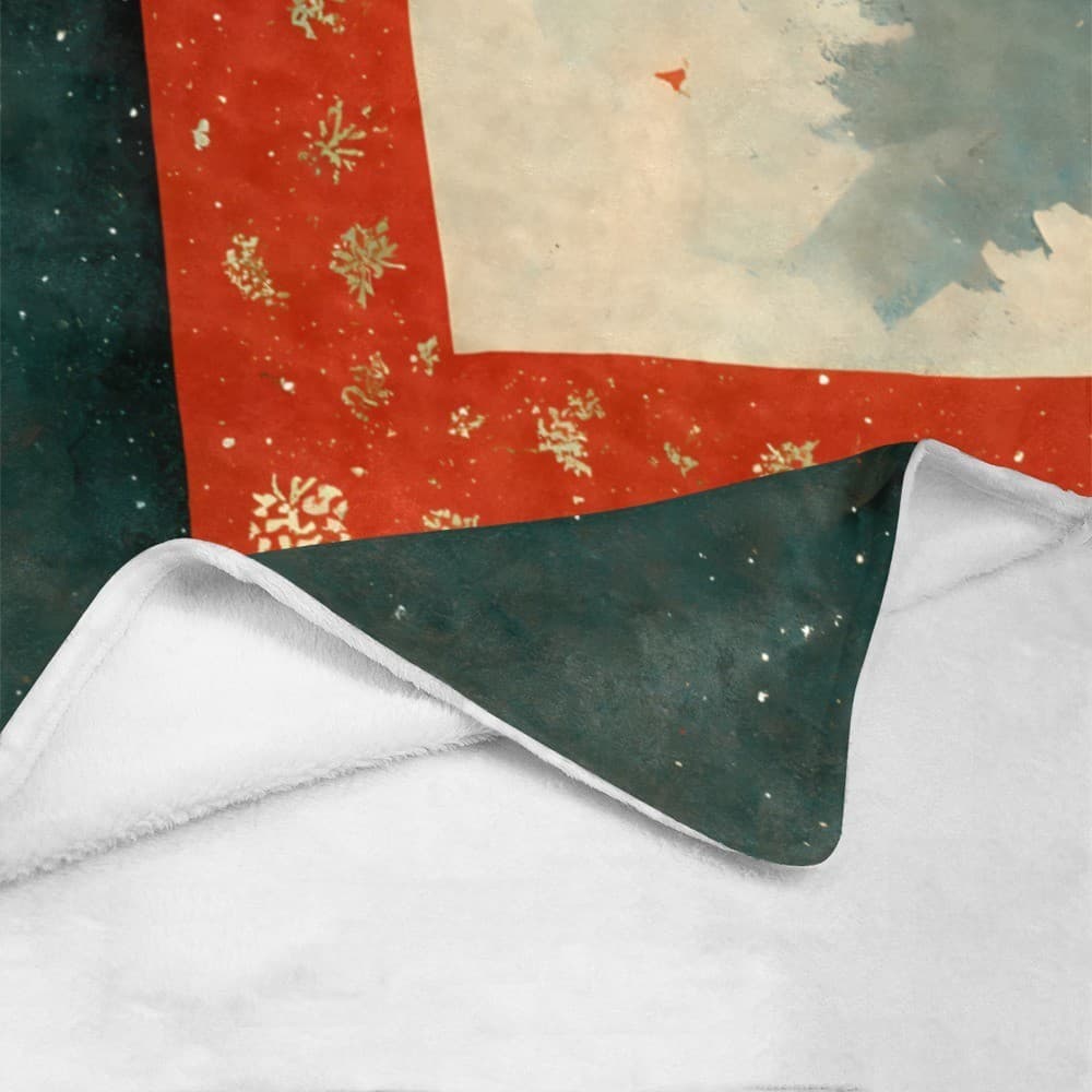 Geometric Winter Forest Fleece Blanket 60x80 – Modern Holiday Cozy Throw - Thumbnail 4