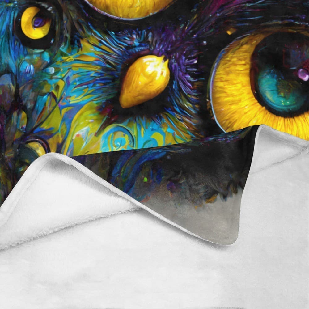 Colorful Owl Fleece Blanket 60x80 – Ultra-Soft Cozy Throw, Gift for Animal Lover - Thumbnail 4