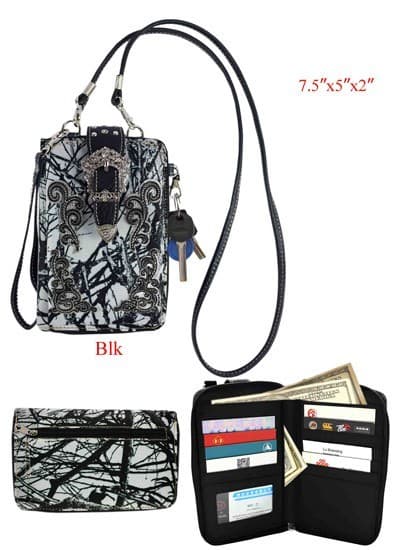 Black Camo Western Crossbody Phone Purse