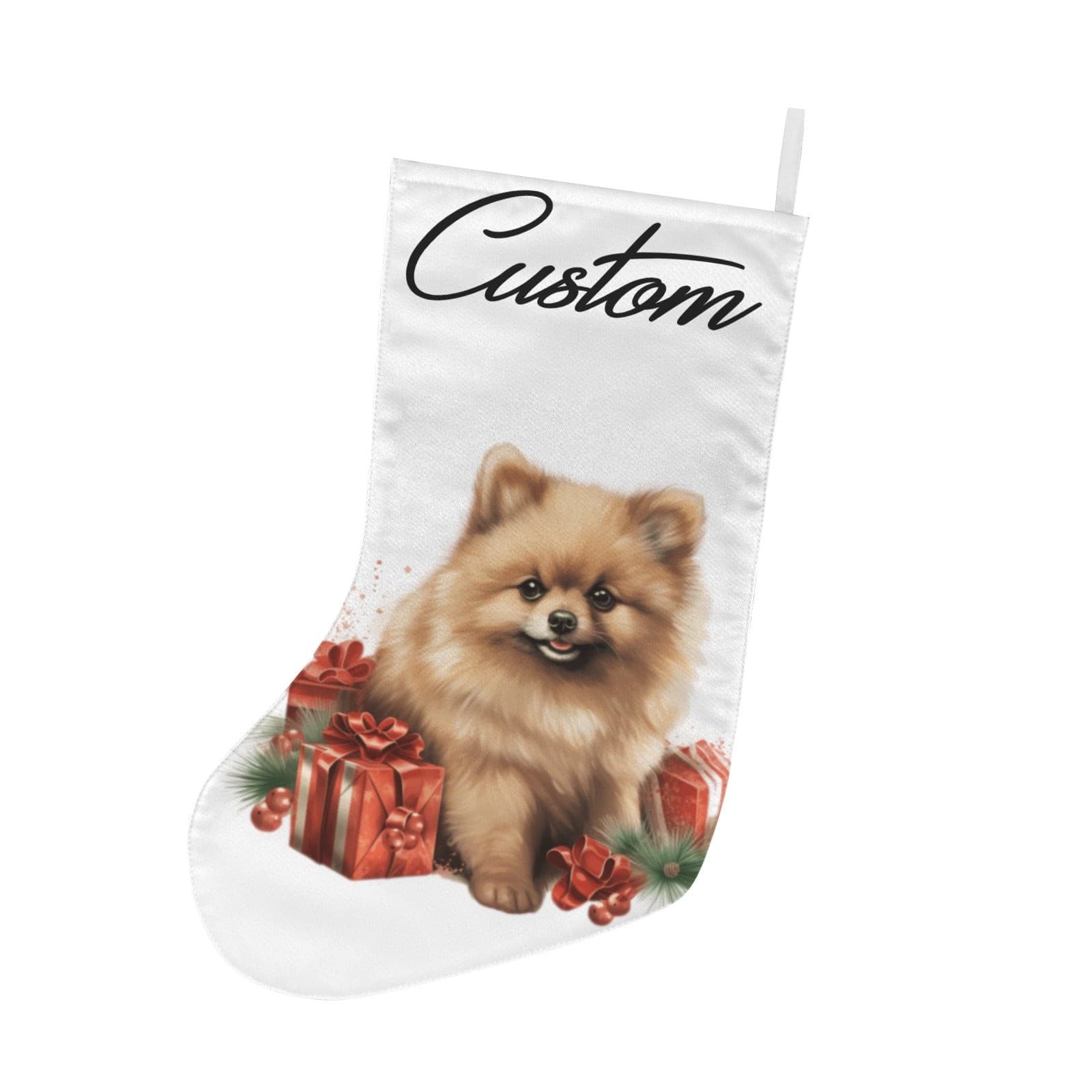 Custom Pomeranian Christmas Stocking – Personalized Dog Lover Holiday Decor