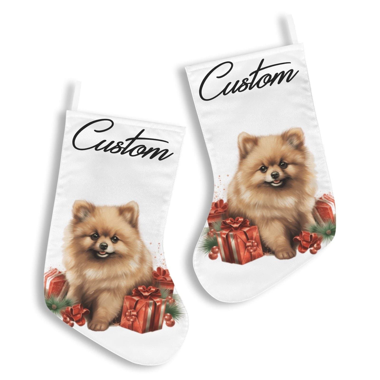 Custom Pomeranian Christmas Stocking – Personalized Dog Lover Holiday Decor - Thumbnail 2