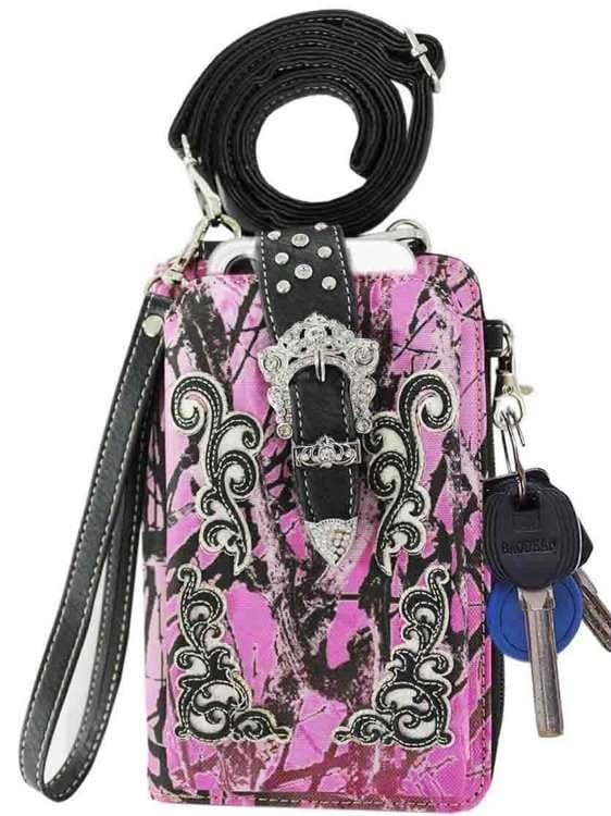 Pink Camo Western Crossbody Phone Purse
