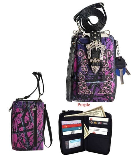 Purple Camo Western Crossbody Phone Purse