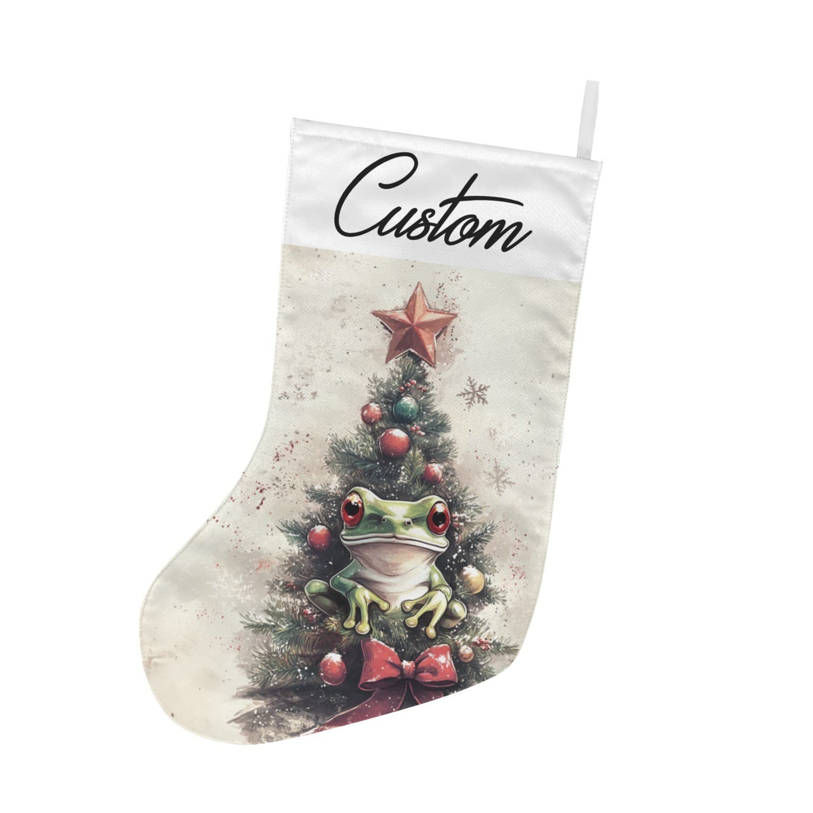 Custom Frog Christmas Stocking – Cute Tree Frog Holiday Decor Gift for Kids & Ad - Thumbnail 4