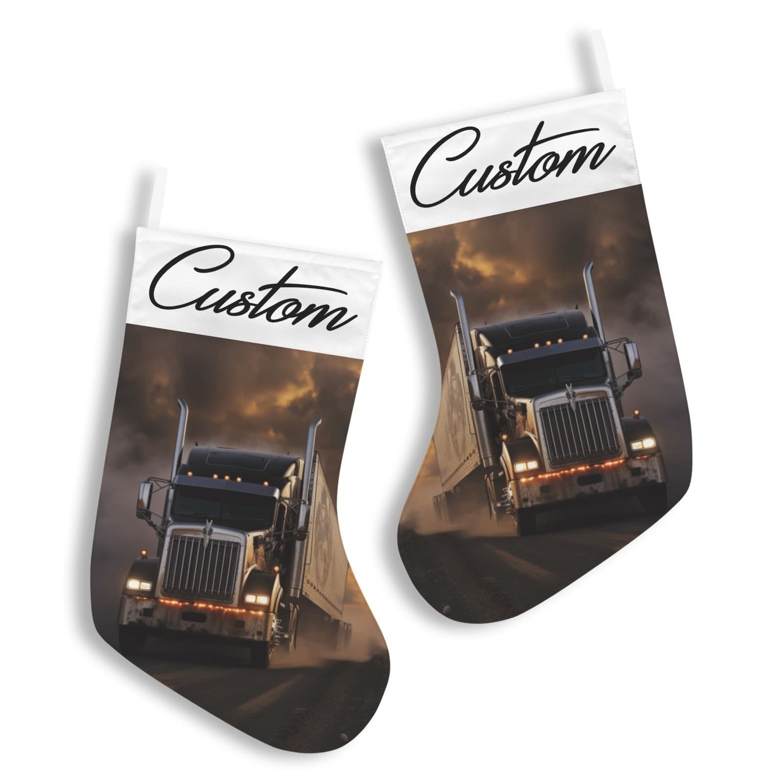 Truck Driver Gift Semi Truck Christmas Stocking Holiday Home Decor Gift for Him - Thumbnail 3