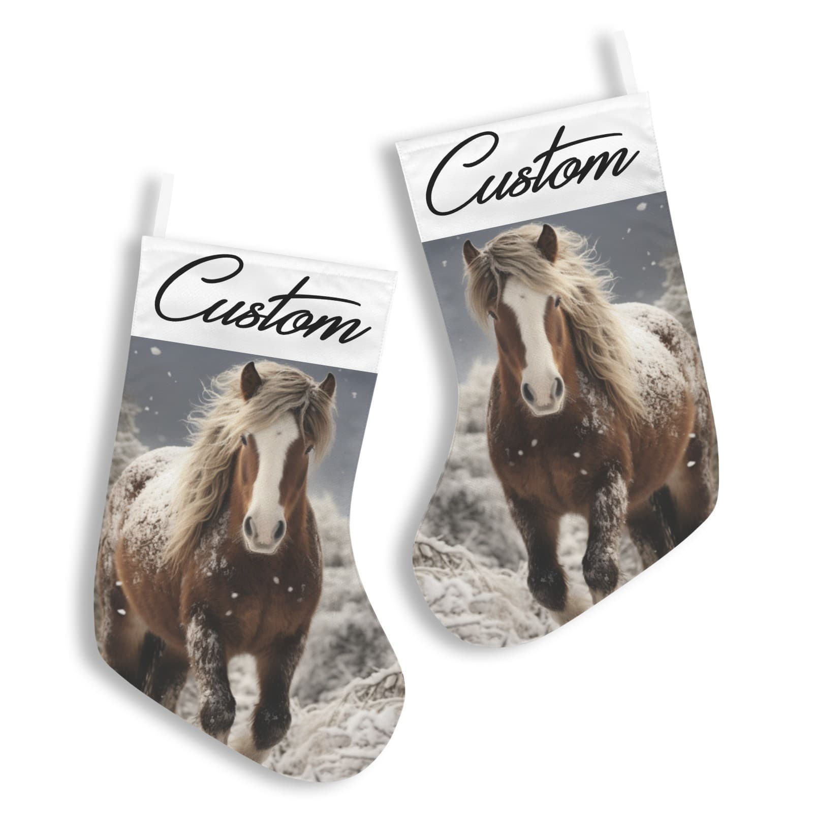 Personalized Clydesdale Horse Name Stocking Gift for Her Him Christmas Decor - Thumbnail 2