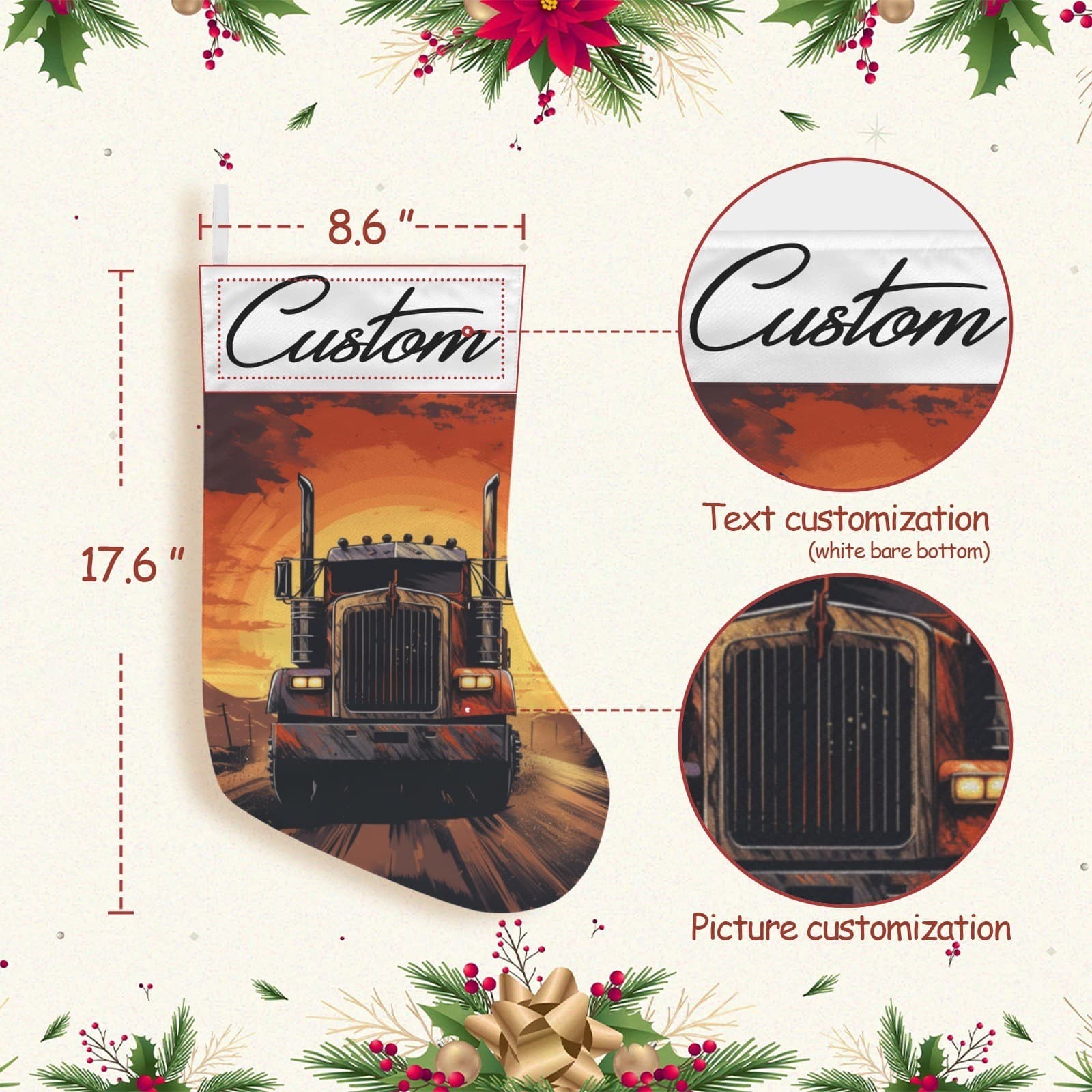 Truck Driver Christmas Holiday Gift for Him Trucker Semi Truck Decor - Thumbnail 3