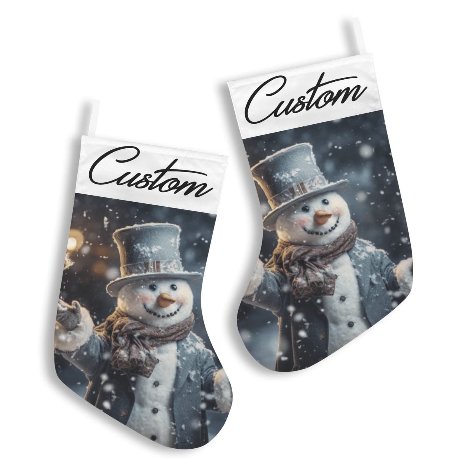 Custom Snowman Christmas Stocking • Vintage Snowman Decor • Personalized Holiday - Thumbnail 3