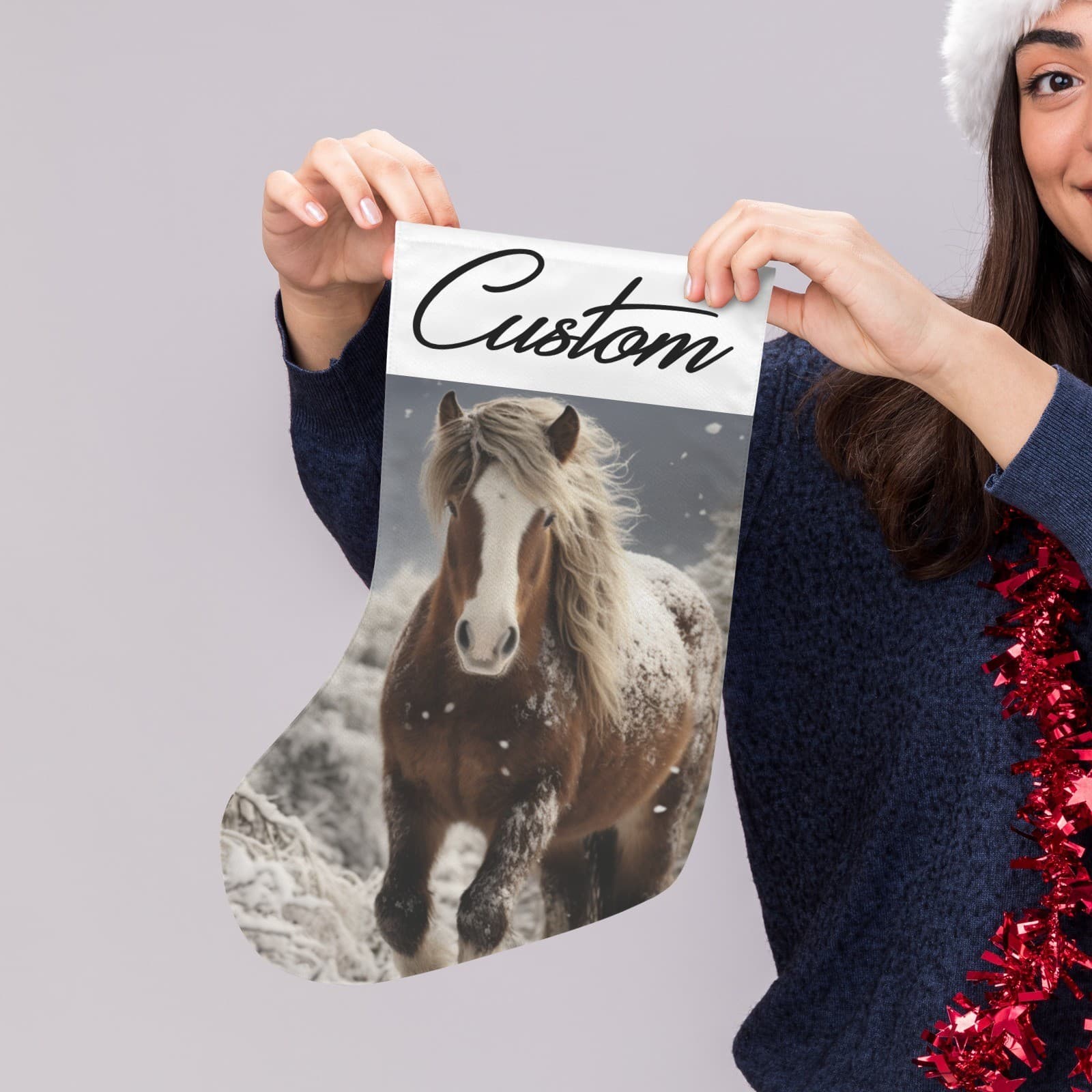 Personalized Clydesdale Horse Name Stocking Gift for Her Him Christmas Decor - Thumbnail 3