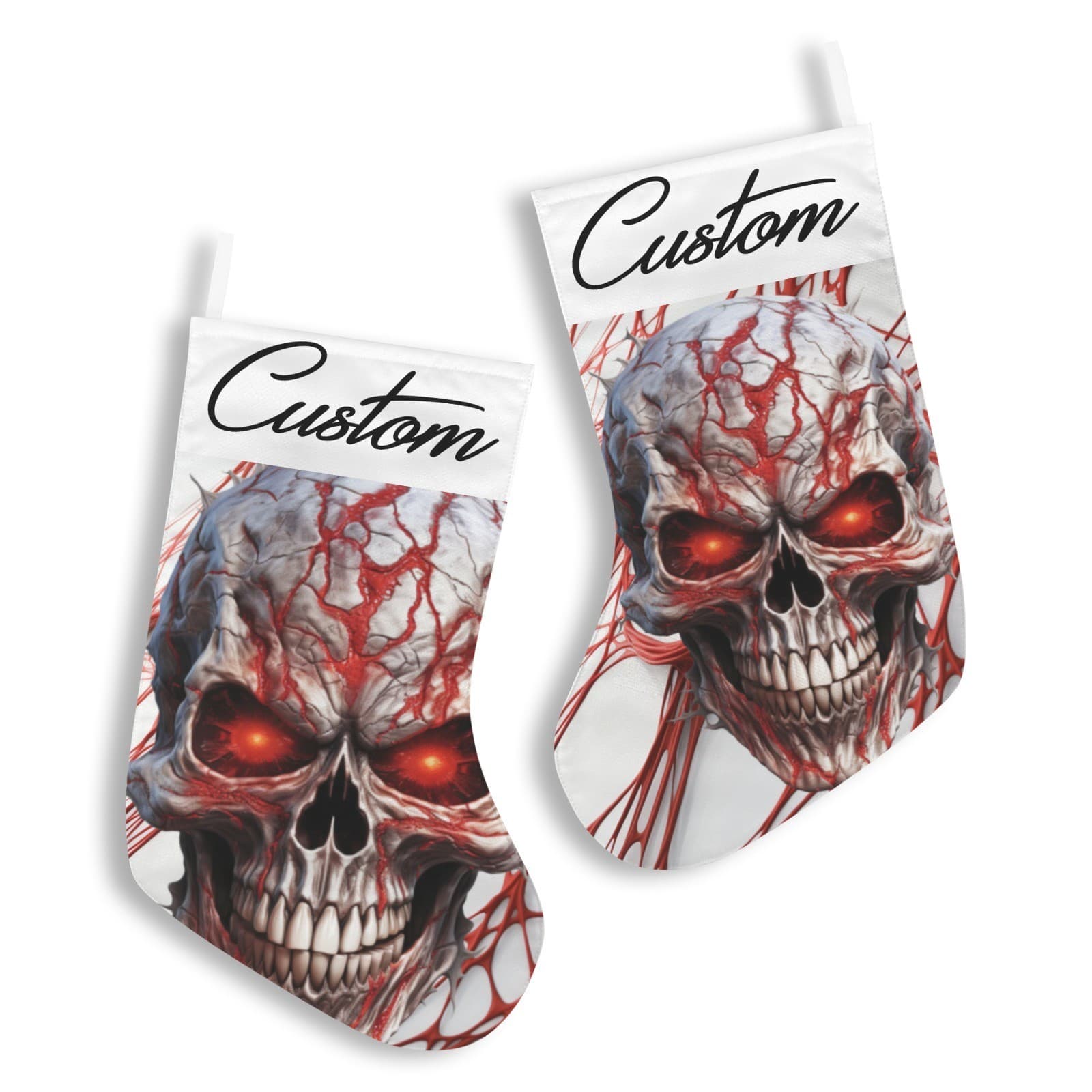Custom Skull Christmas Stocking Gothic Horror Personalized Name - Thumbnail 2
