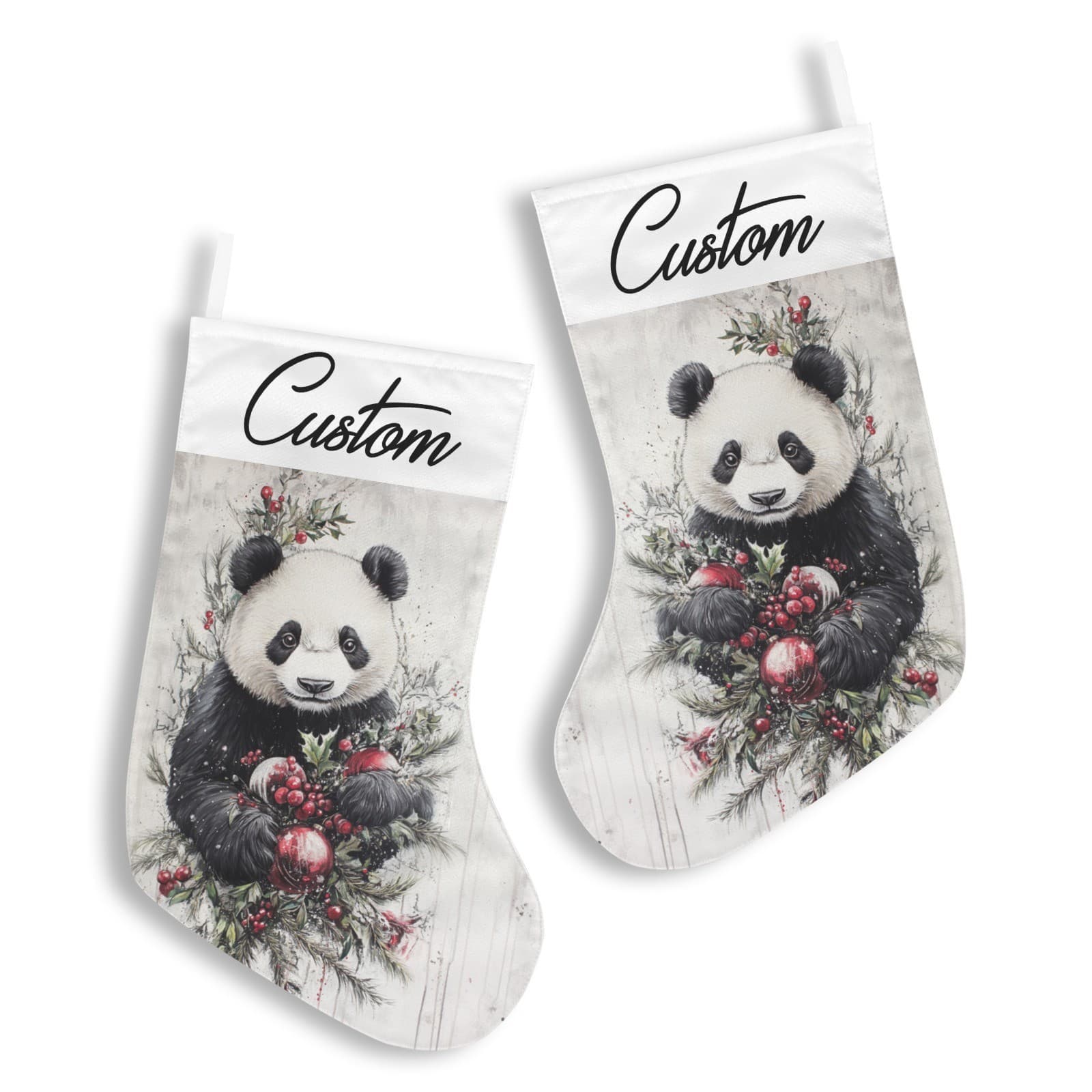 Panda Bear Christmas Stocking Gift for Her Him Kids Teens Holiday Home Decor - Thumbnail 2