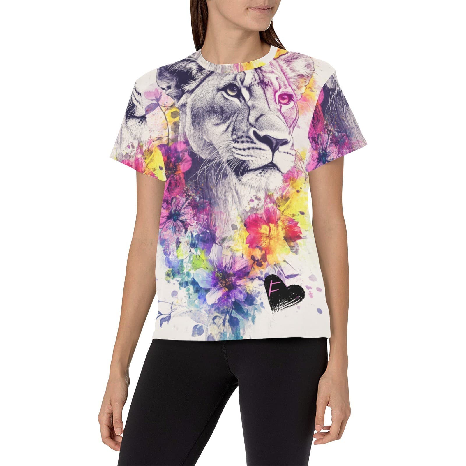 Feral Miss Lion & Floral Tee – Bold Graphic Shirt for Women | XS–4XL USA Made - Thumbnail 4