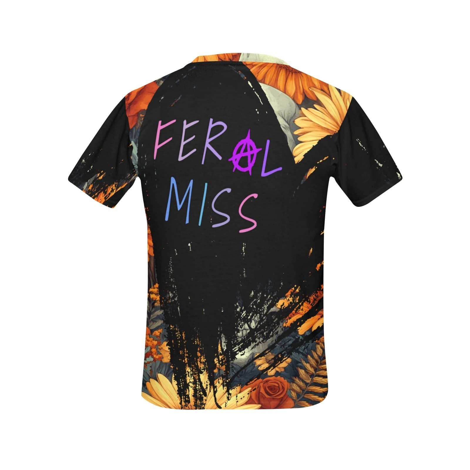 Feral Miss Skull & Flower Tee – Gothic Fall Shirt XS–4XL | Printed in USA - Thumbnail 2
