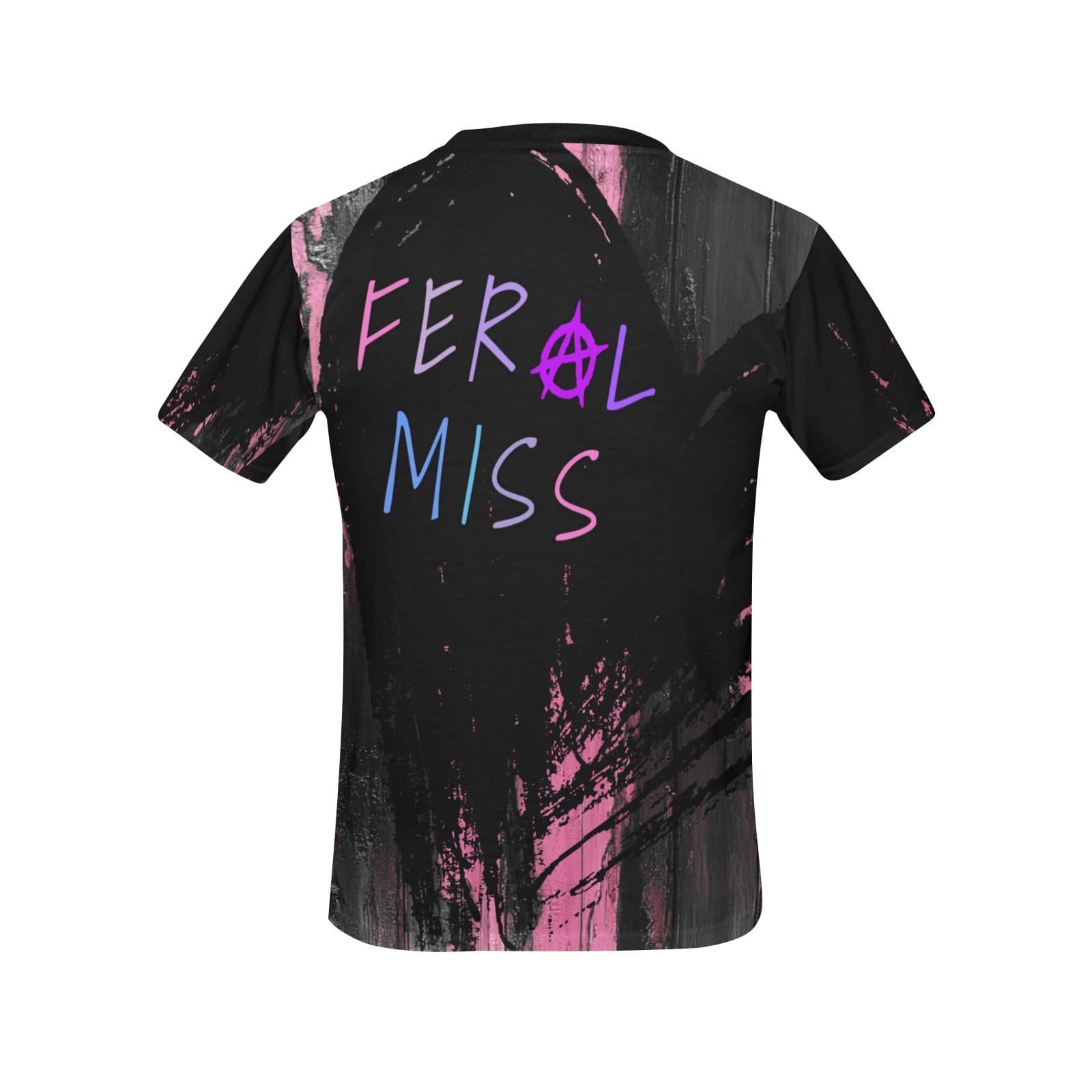 Feral Miss Pink Grunge Tee – Distressed Wood Texture Shirt | XS–4XL - Thumbnail 2