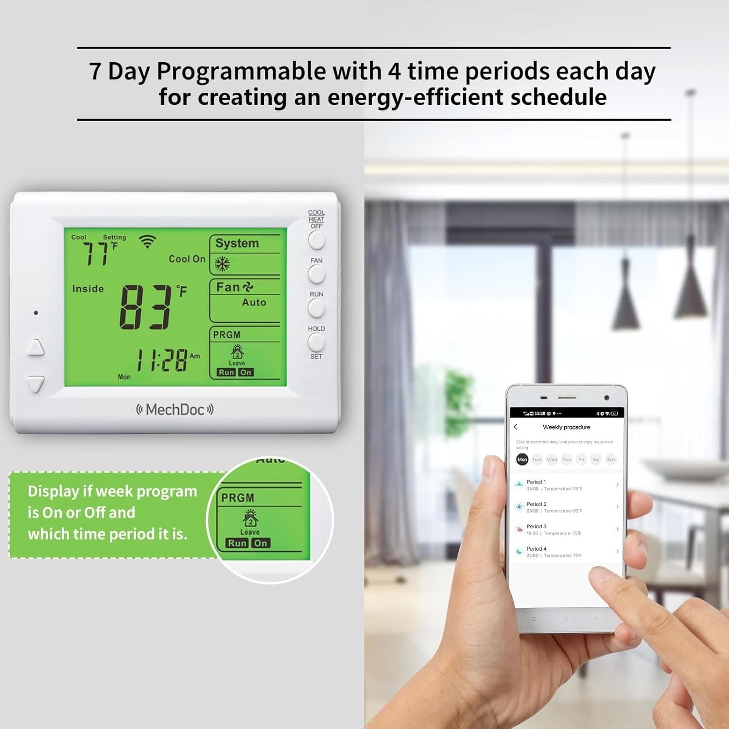 Mechdoc QD HVAC10(W) Programmable Thermostat - Thumbnail 6