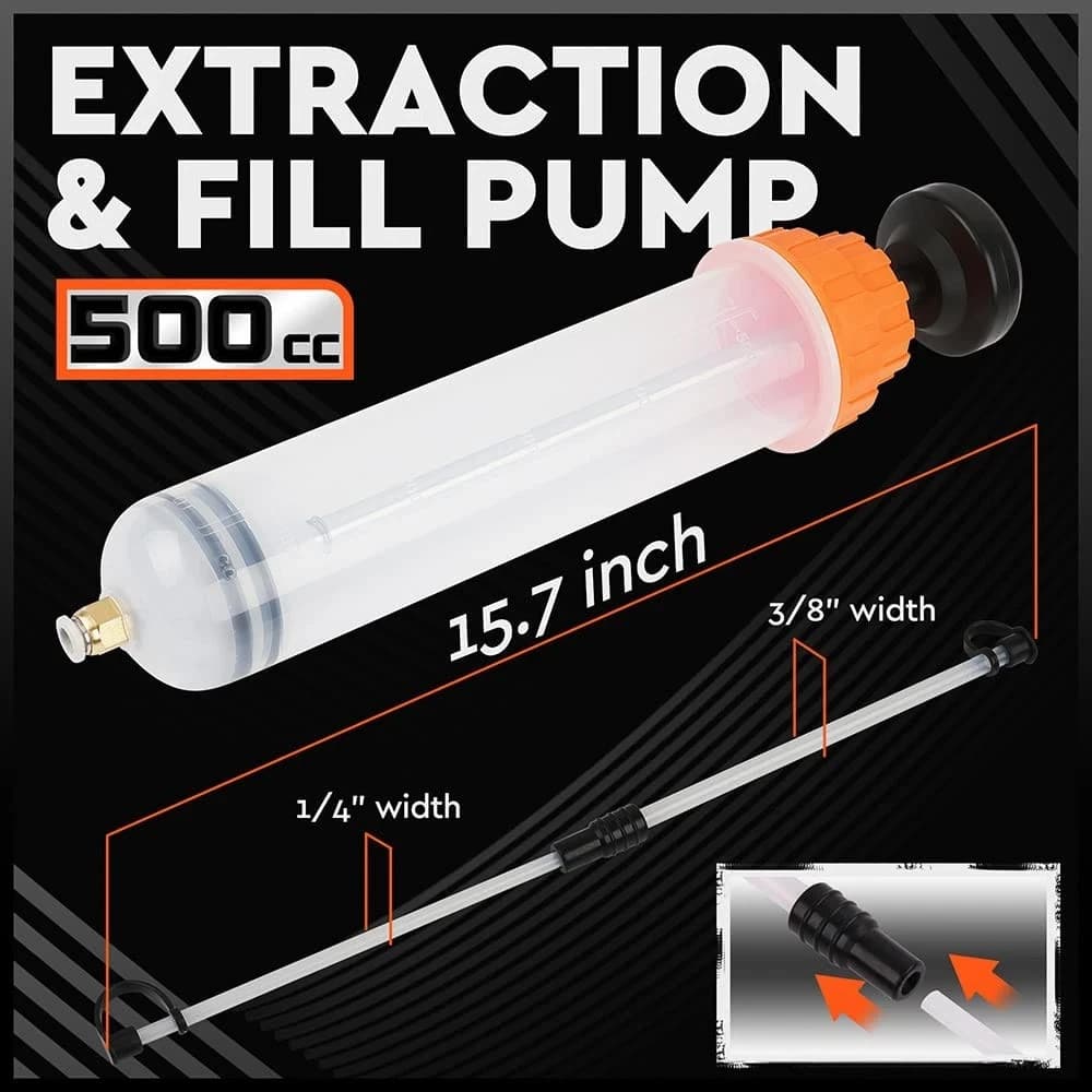 HORUSDY 500cc Automotive Fluid Extractor Oil Syringe Fuel Transfer Suction Pump - Thumbnail 7