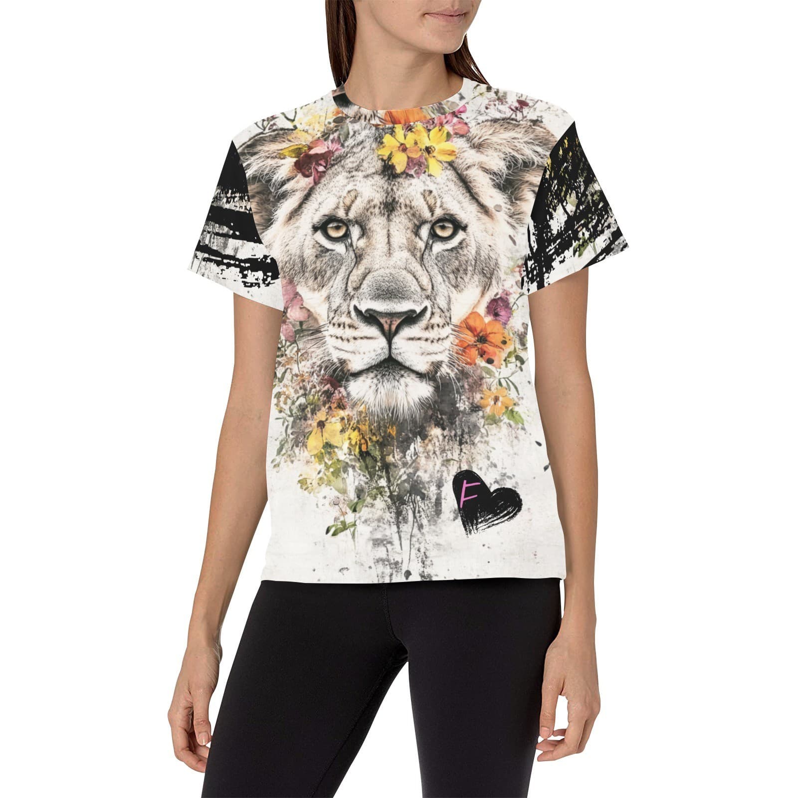 Feral Miss Floral Lion Tee – Earth-Toned Lioness Shirt | XS–4XL | USA Print - Thumbnail 5