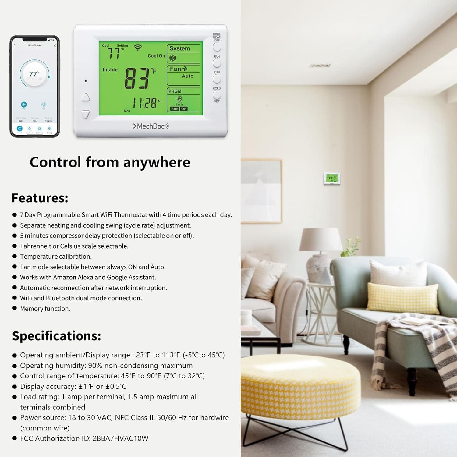 Mechdoc QD HVAC10(W) Programmable Thermostat - Thumbnail 5