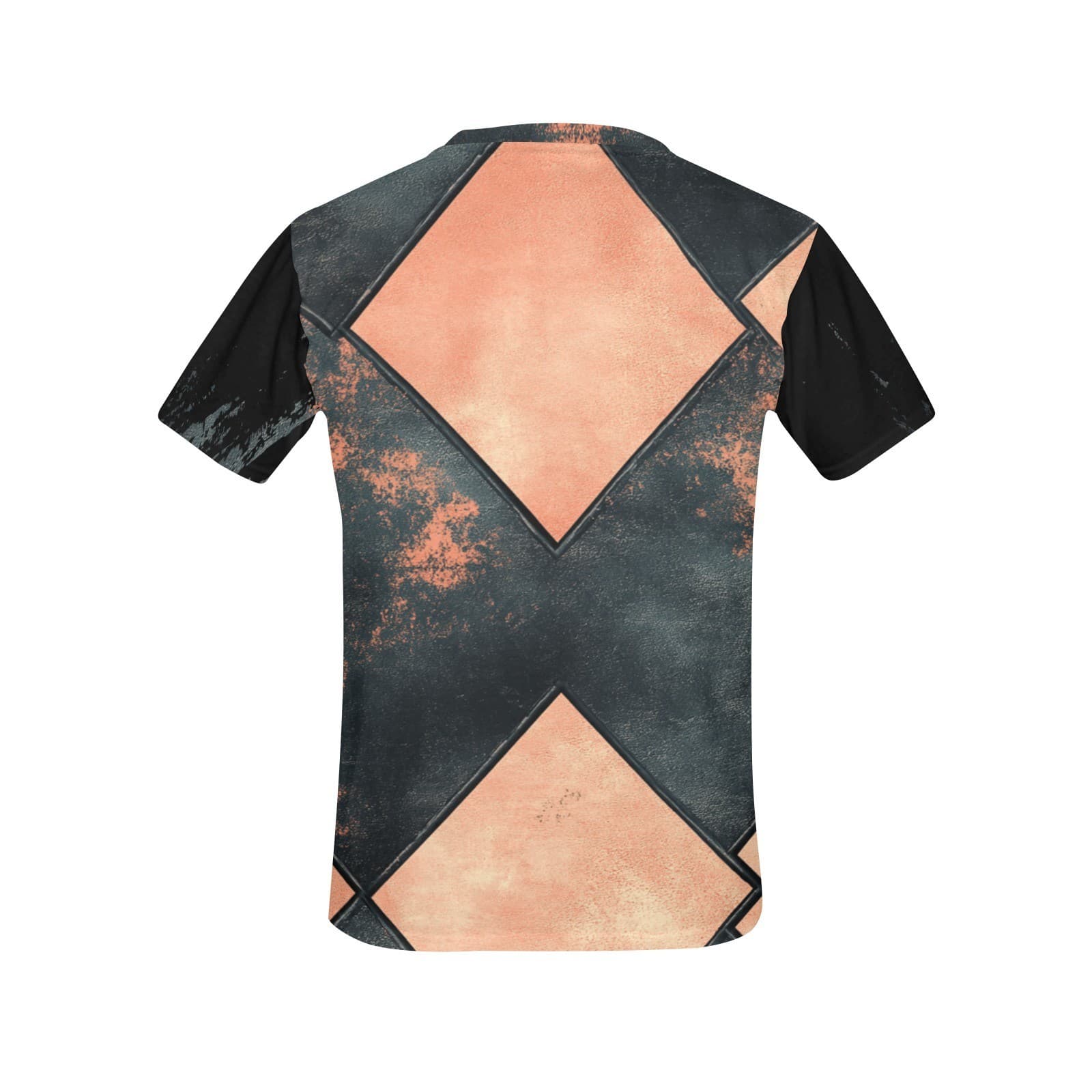 Feral Miss Grunge Diamond Tee – Coral & Charcoal Shirt | XS–4XL - Thumbnail 2