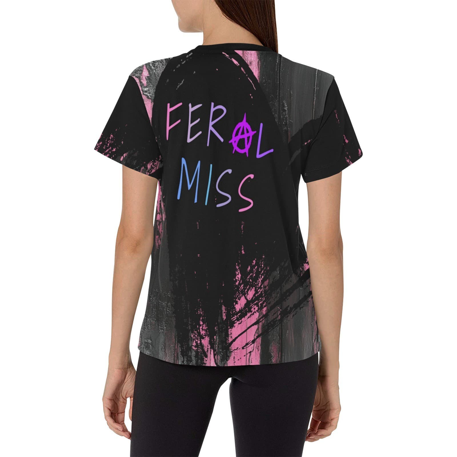 Feral Miss Pink Grunge Tee – Distressed Wood Texture Shirt | XS–4XL - Thumbnail 5