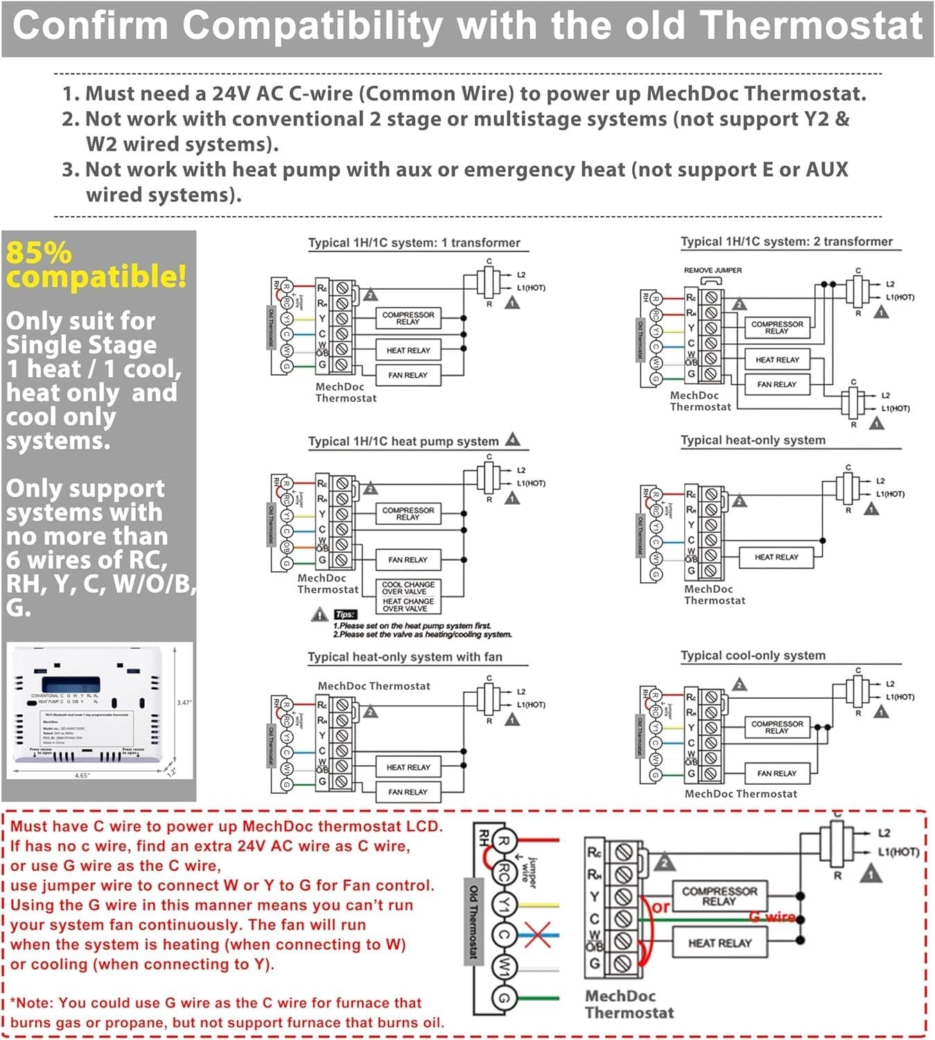 Mechdoc QD HVAC10(W) Programmable Thermostat - Thumbnail 8