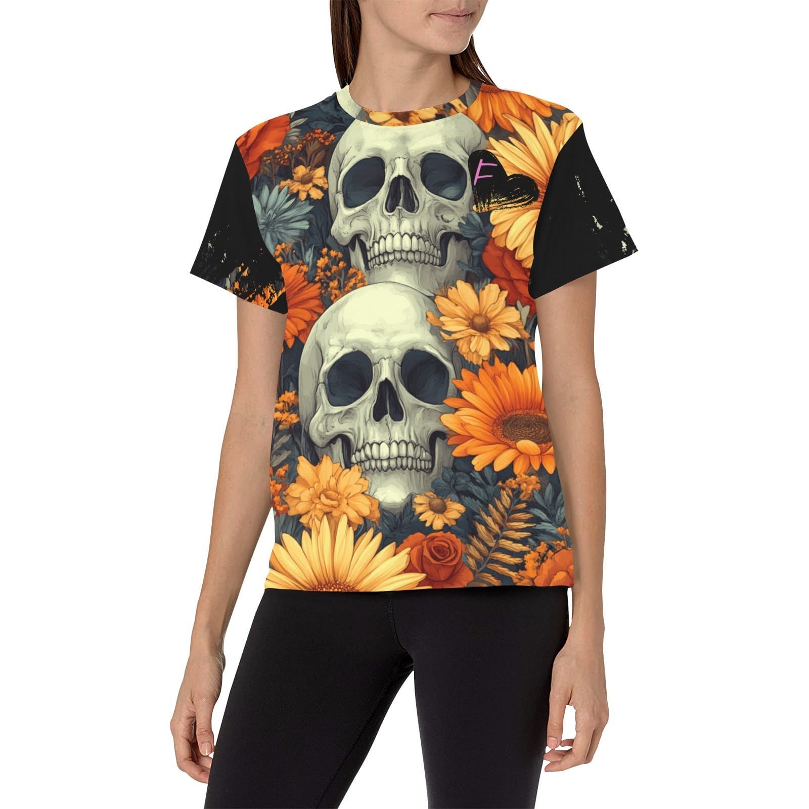 Feral Miss Skull & Flower Tee – Gothic Fall Shirt XS–4XL | Printed in USA - Thumbnail 5