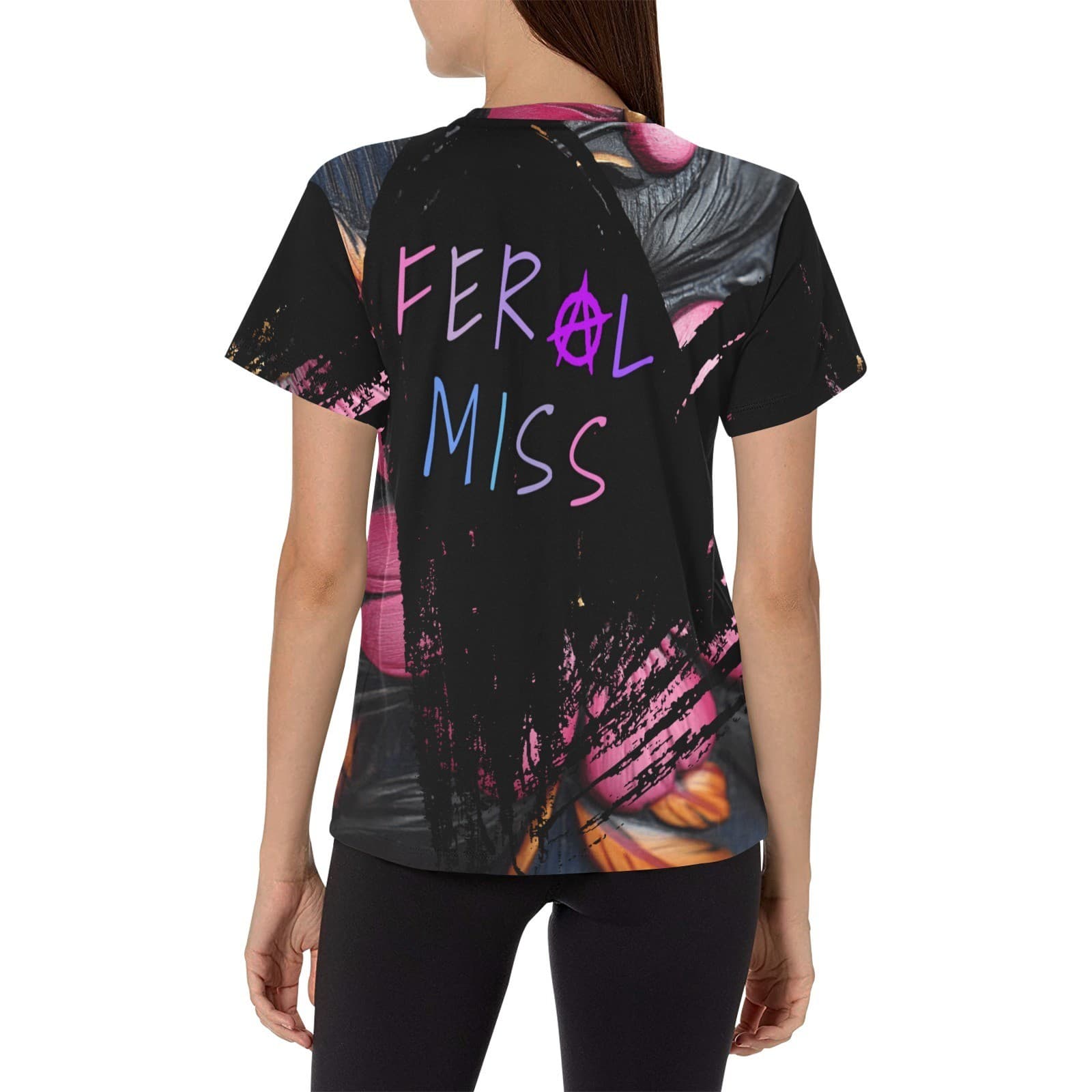 Feral Miss Pink Flower Tee – 3D Bold Floral Shirt for Women | XS–4XL USA - Thumbnail 4