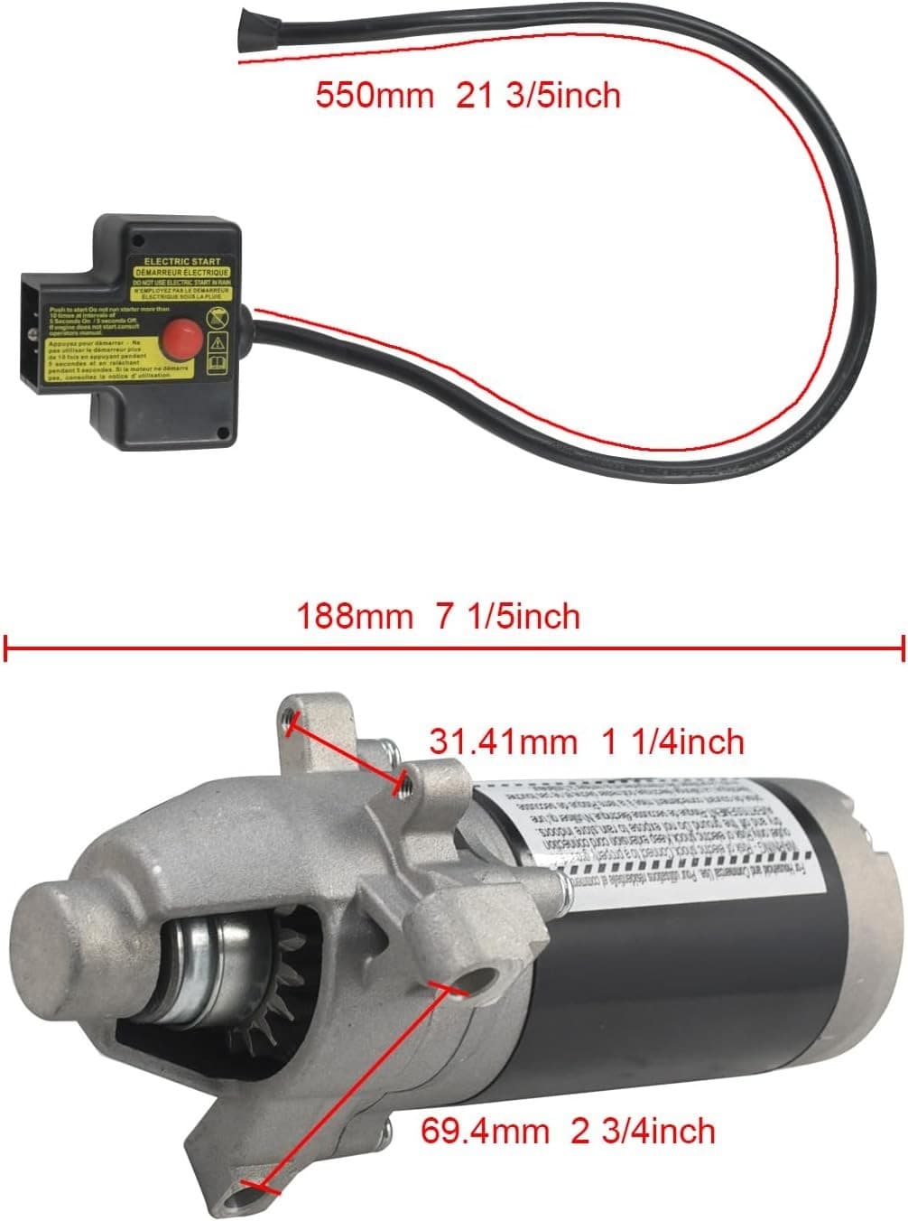 951-10645 751-10645 Electric Starter Motor 120V 17T Snowblower Troy-Bilt MTD - Thumbnail 2