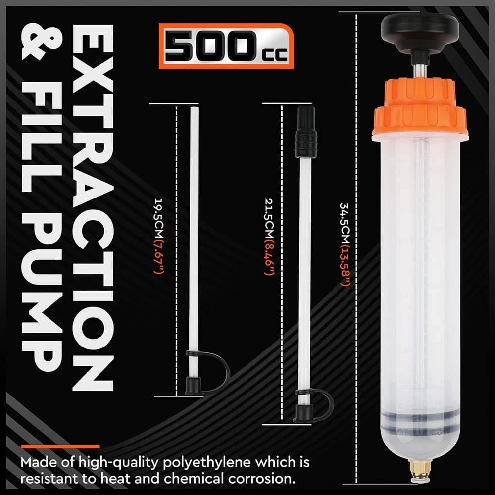 HORUSDY 500cc Automotive Fluid Extractor Oil Syringe Fuel Transfer Suction Pump - Thumbnail 8