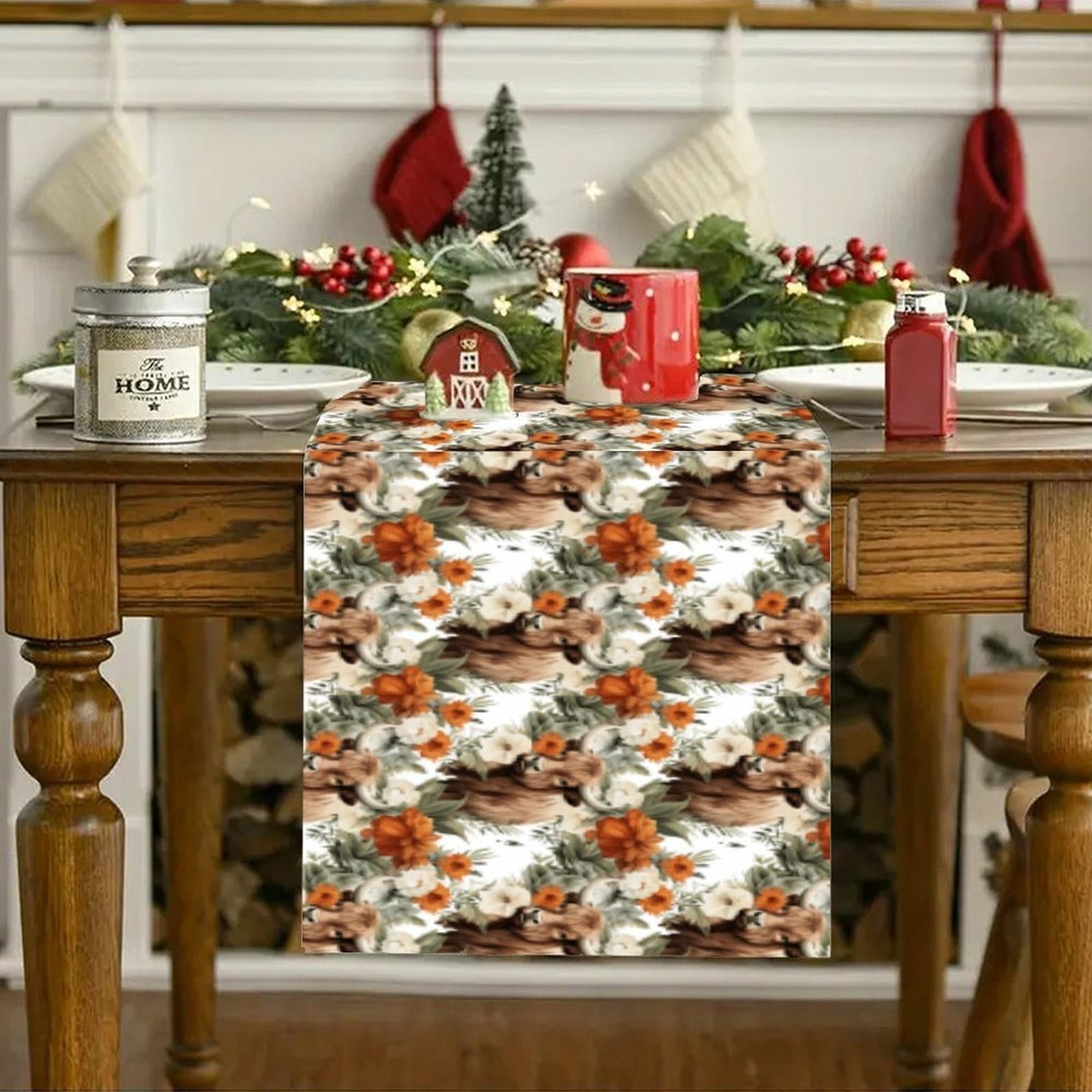 7-Piece Highland Cow Table Runner & Placemats Set – Rustic Western Farmhouse - Thumbnail 5