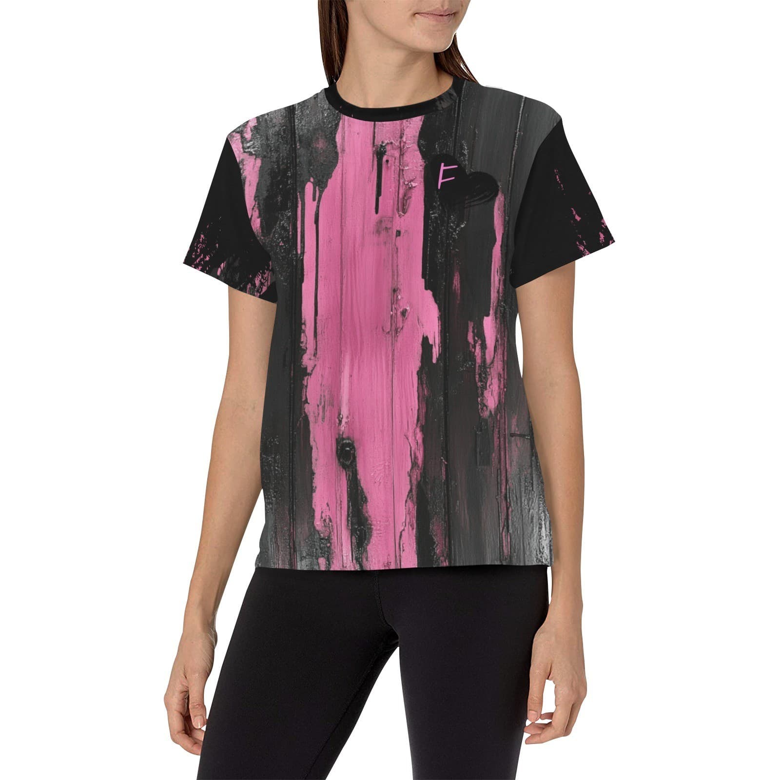 Feral Miss Pink Grunge Tee – Distressed Wood Texture Shirt | XS–4XL - Thumbnail 4