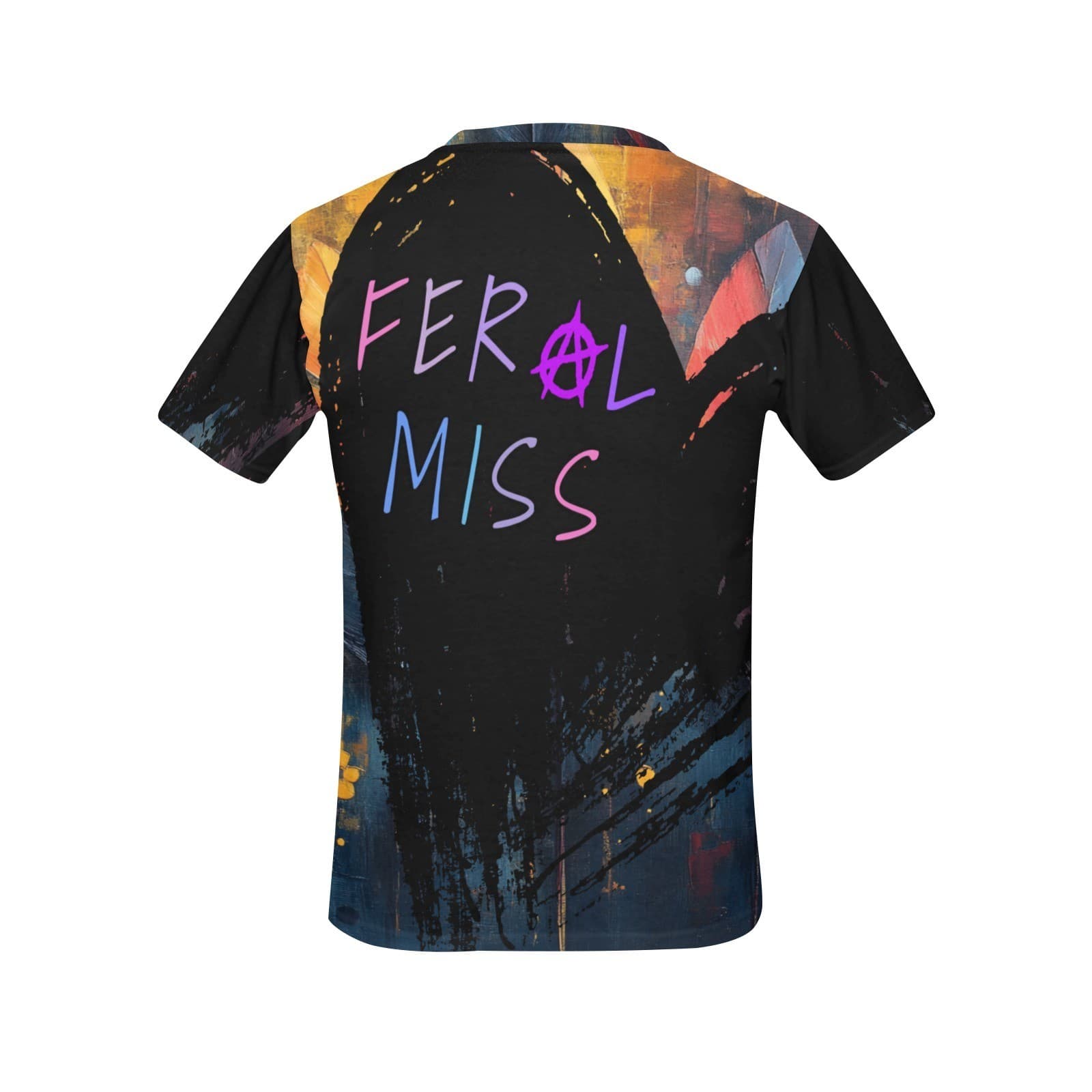 Feral Miss Feather Print Tee – Fall Flame Colors Graphic Shirt | XS–4XL - Thumbnail 2