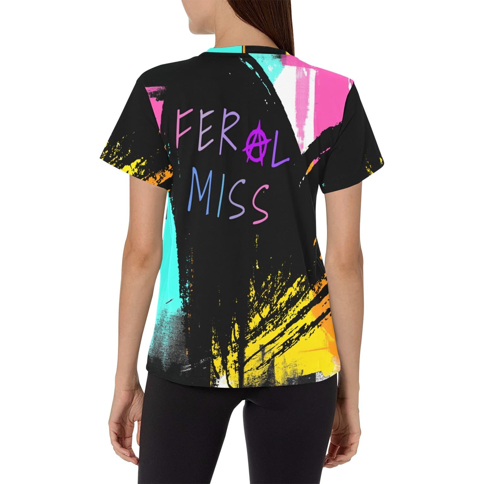 Feral Miss Colorblock Graffiti Tee – Bold Street Style Shirt | XS–4XL USA - Thumbnail 5