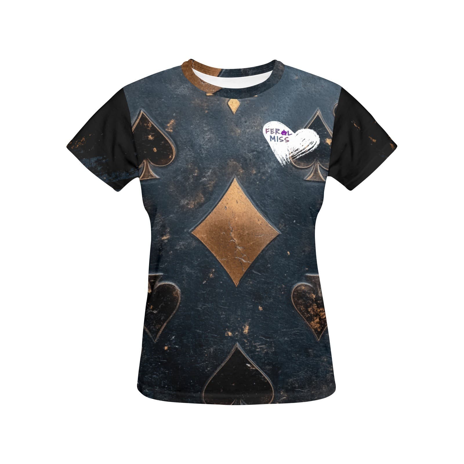Feral Miss Playing Card Tee – Copper Spade & Diamond Shirt | XS–4XL