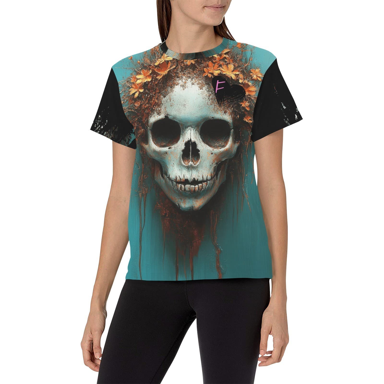 Feral Miss Skull Floral Tee – Fall Gothic Flower Crown Shirt | XS–4XL - Thumbnail 4