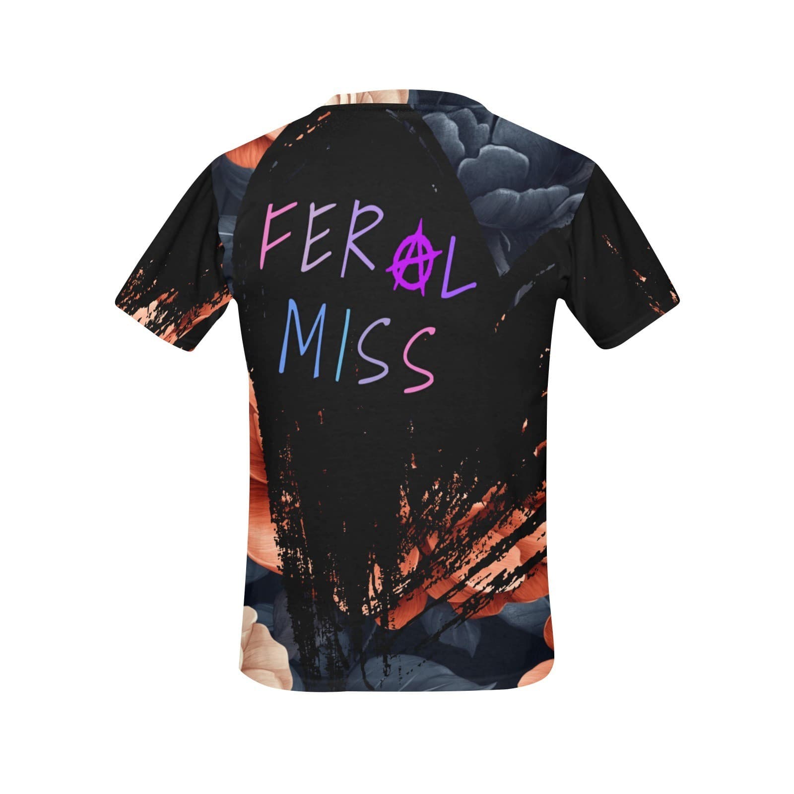 Feral Miss Rust Peony Tee – Bold Floral Shirt with Dark Leaves | XS–4XL - Thumbnail 2