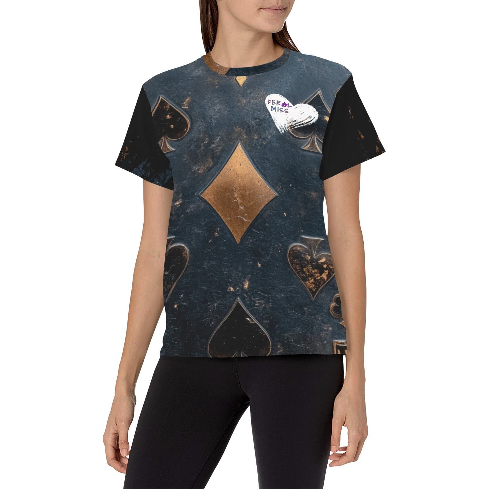 Feral Miss Playing Card Tee – Copper Spade & Diamond Shirt | XS–4XL - Thumbnail 5