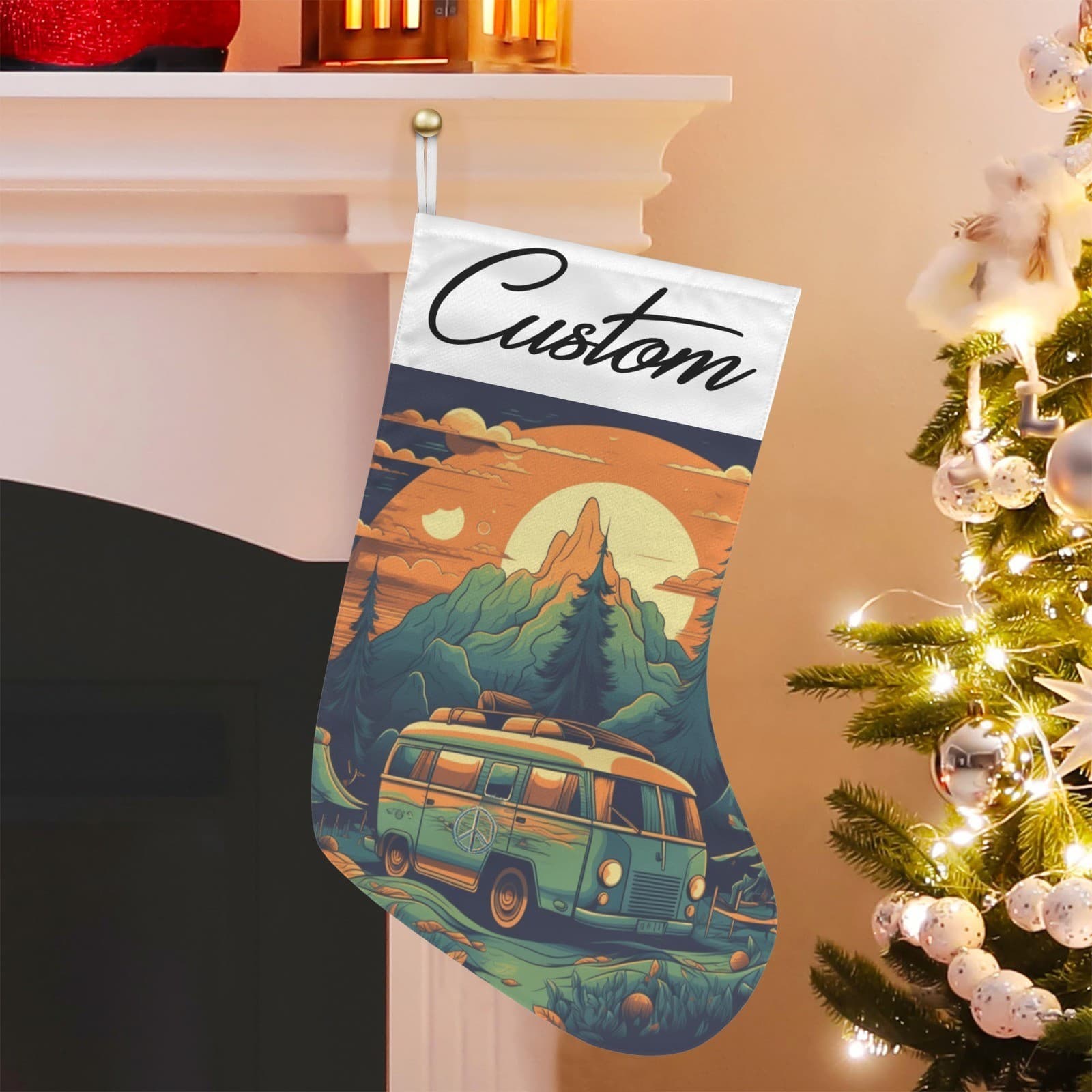 Personalized Camper Van Christmas Stocking – Retro Adventure Holiday Décor - Thumbnail 5