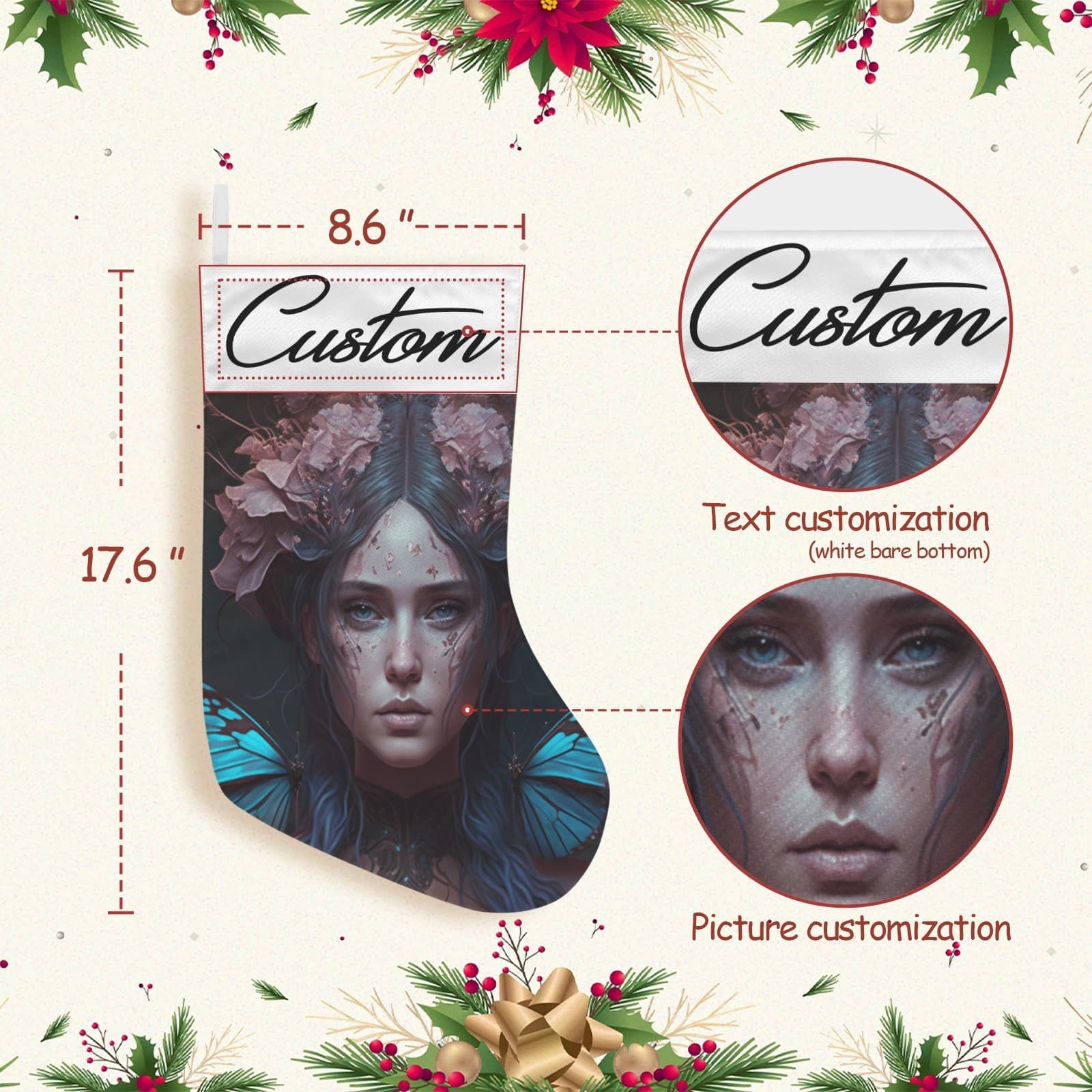 Custom Fantasy Fairy Christmas Stocking | Personalized Enchanted Holiday Décor - Thumbnail 5