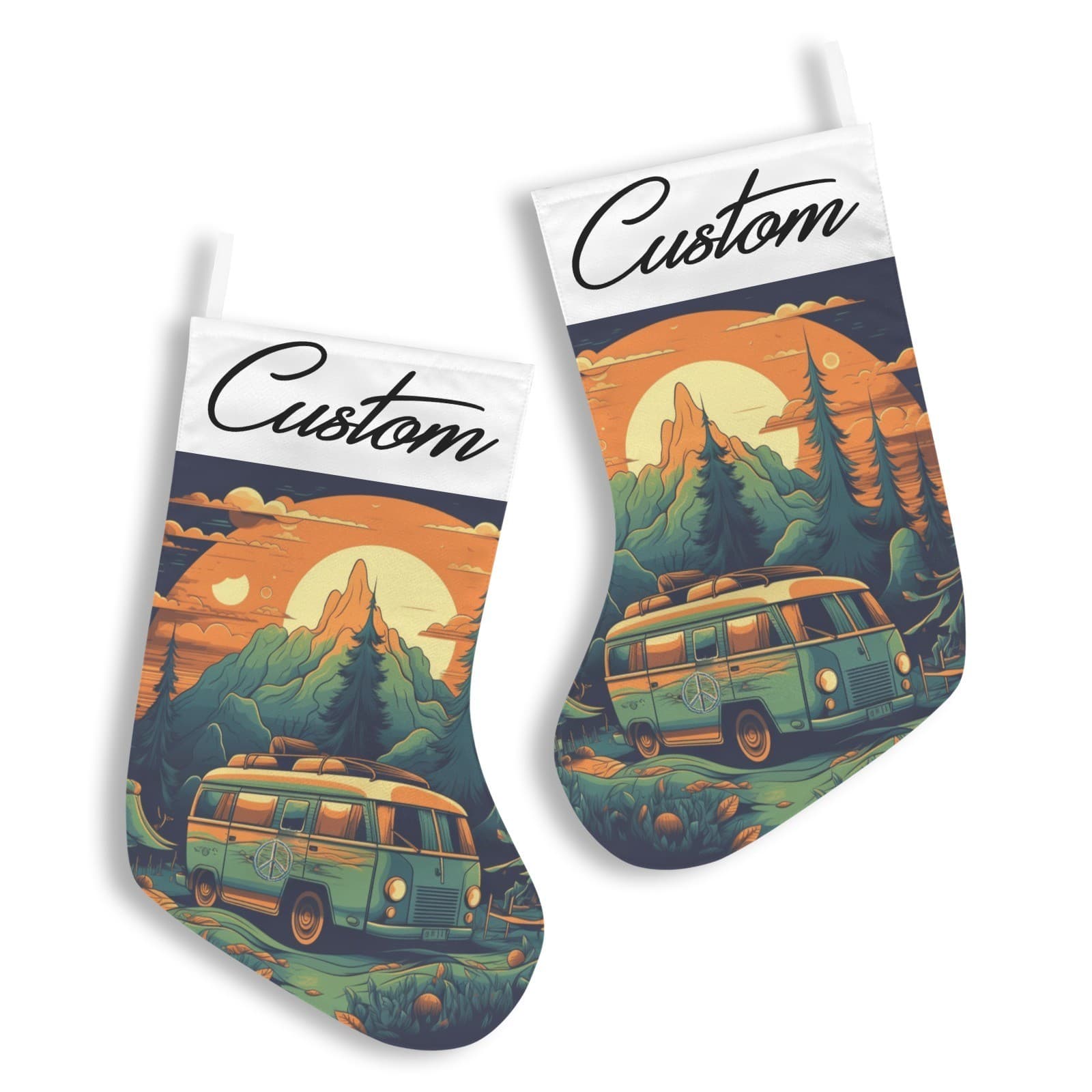 Personalized Camper Van Christmas Stocking – Retro Adventure Holiday Décor - Thumbnail 2