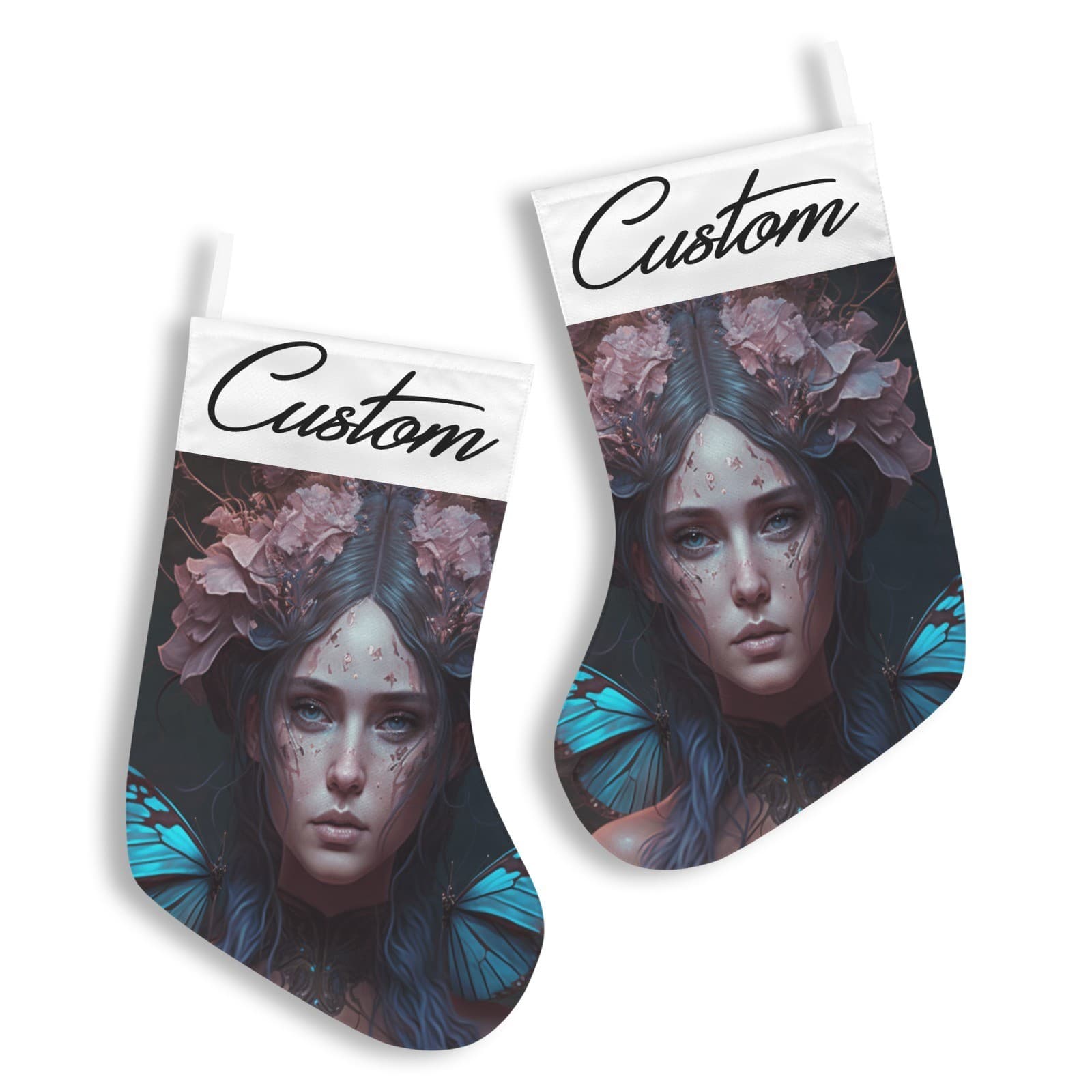 Custom Fantasy Fairy Christmas Stocking | Personalized Enchanted Holiday Décor - Thumbnail 3