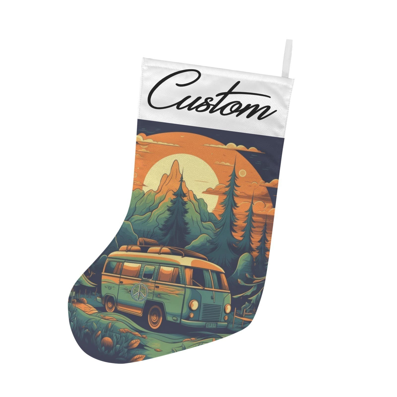 Personalized Camper Van Christmas Stocking – Retro Adventure Holiday Décor