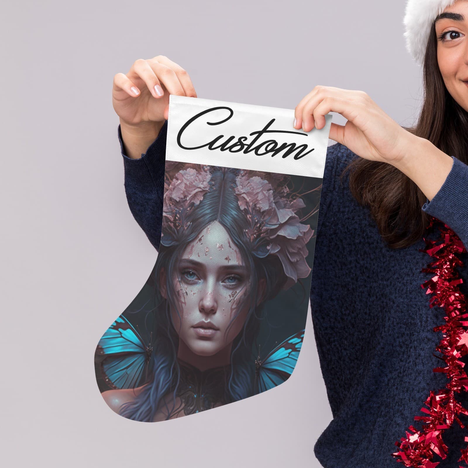 Custom Fantasy Fairy Christmas Stocking | Personalized Enchanted Holiday Décor - Thumbnail 2