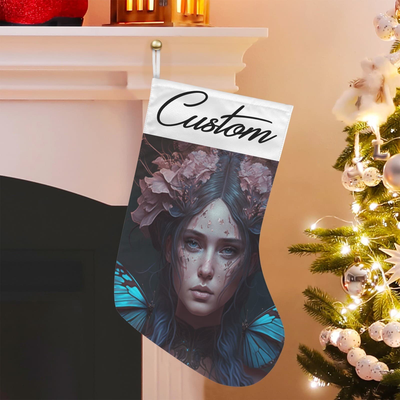 Custom Fantasy Fairy Christmas Stocking | Personalized Enchanted Holiday Décor - Thumbnail 4