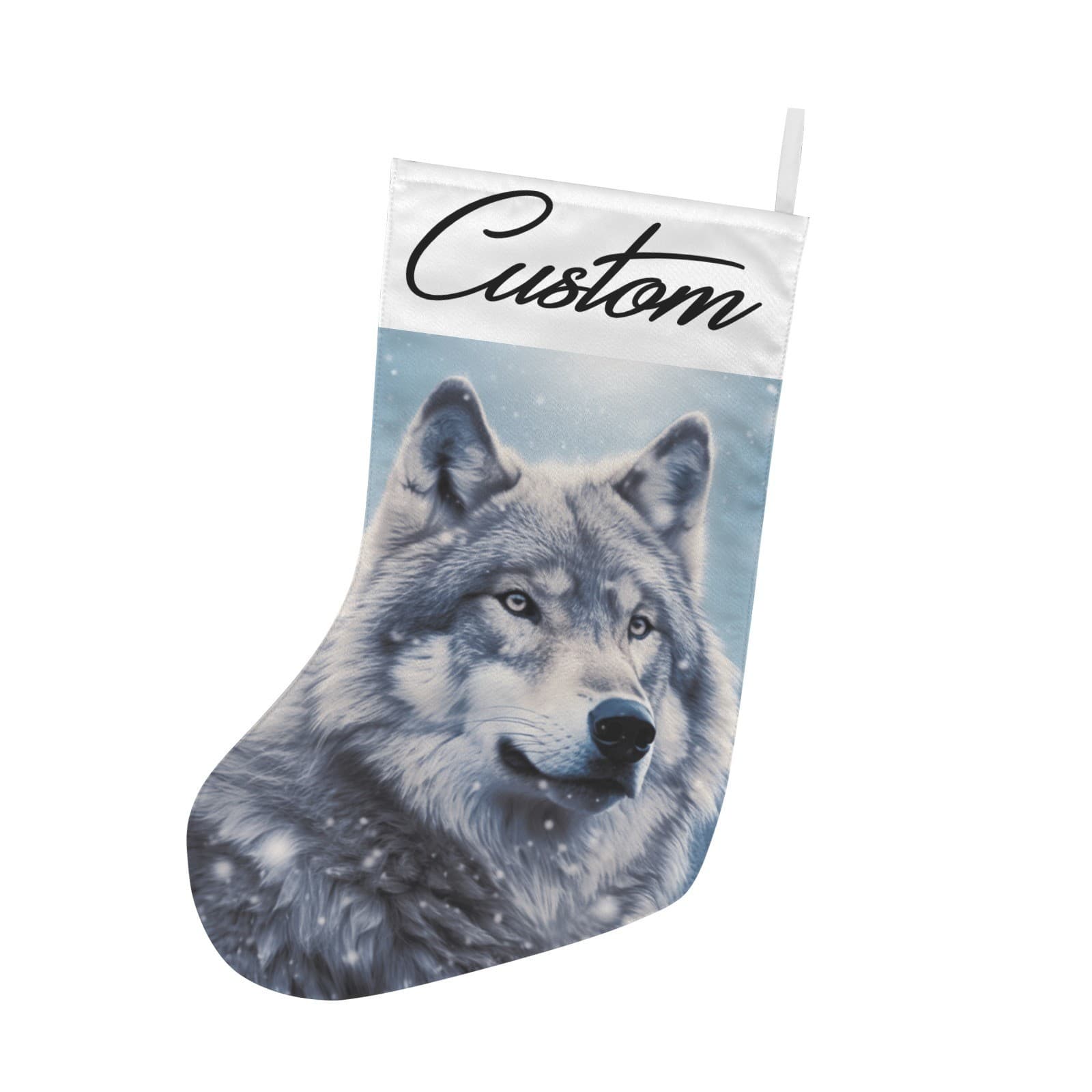 Personalized Wolf Christmas Stocking – Custom Name Woodland Winter Décor